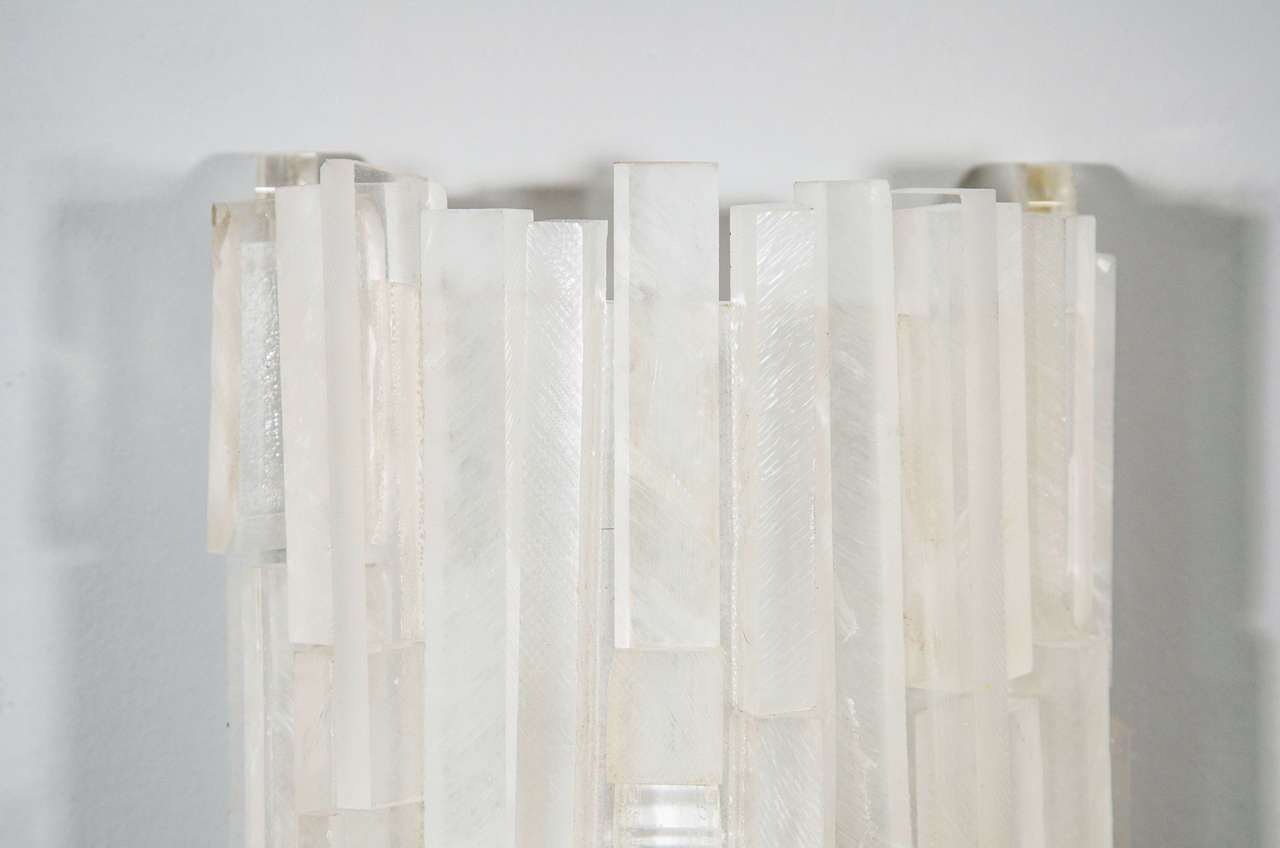 Pair of Custom Lucite Block Sconces For Sale at 1stDibs
