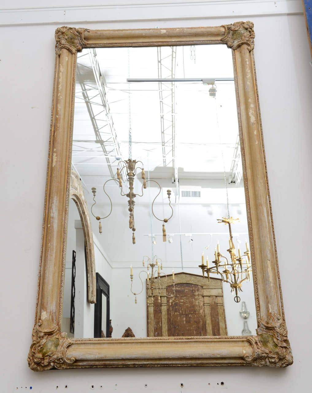 Painted Large French Mirror For Sale