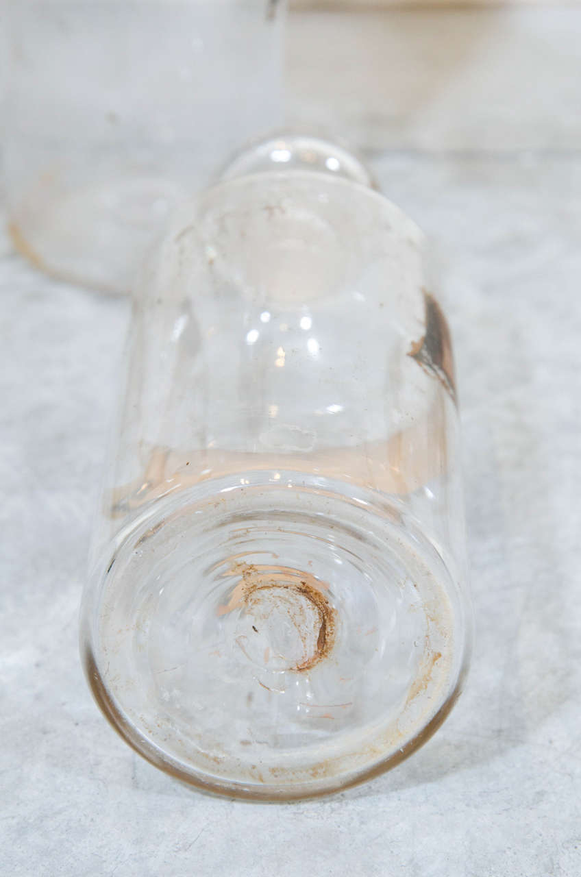 Glass 19th Century Handblown Pharmacy Bottles For Sale