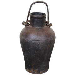 Embossed 19th Century Cast Iron Urn