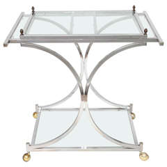 Vintage Plated Bar or Serving Cart with Extendable Sides