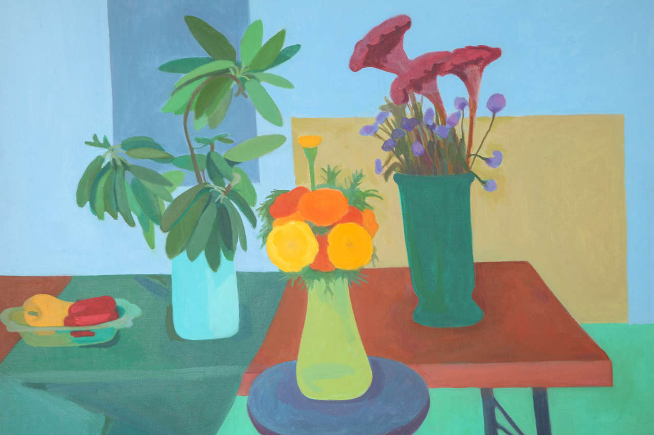 Modern Aspects of Flowers Oil on Canvas by Rebecca Cooperman For Sale