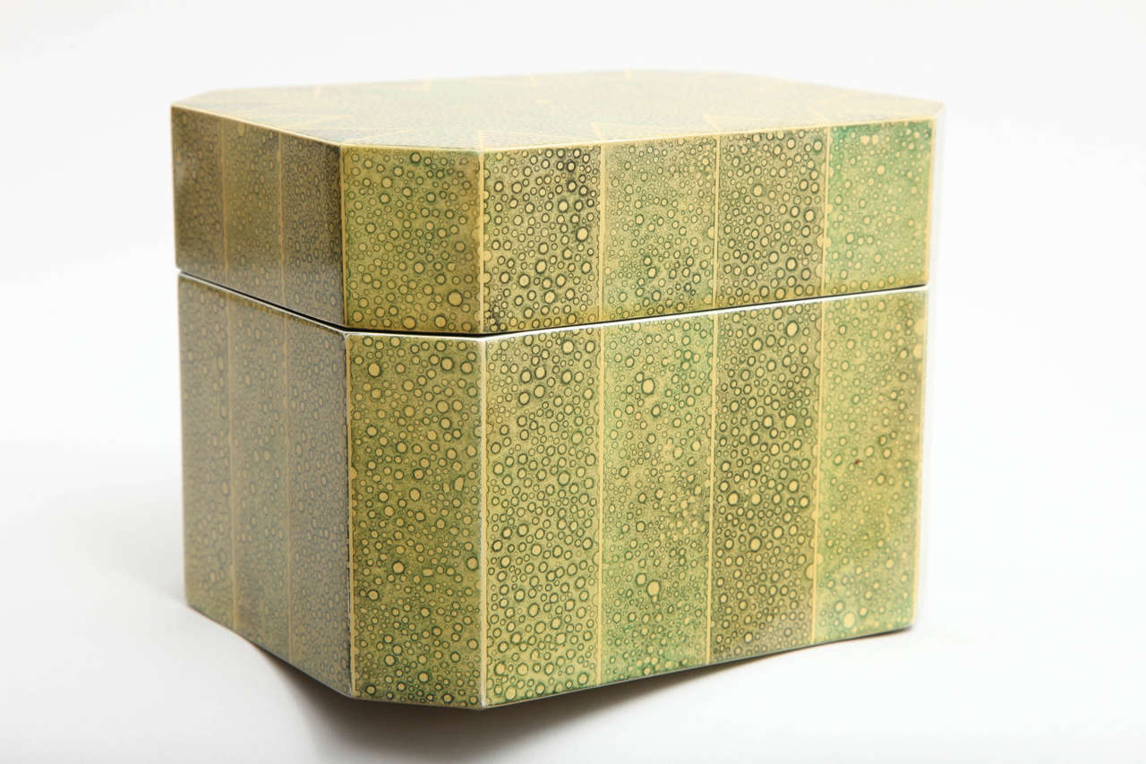 Faux Shagreen Box with Triangular Decorations