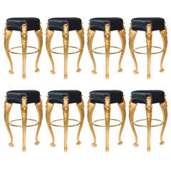 Eight Vintage Tall Stools