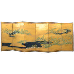 Edo Six-Panel Japanese Screen