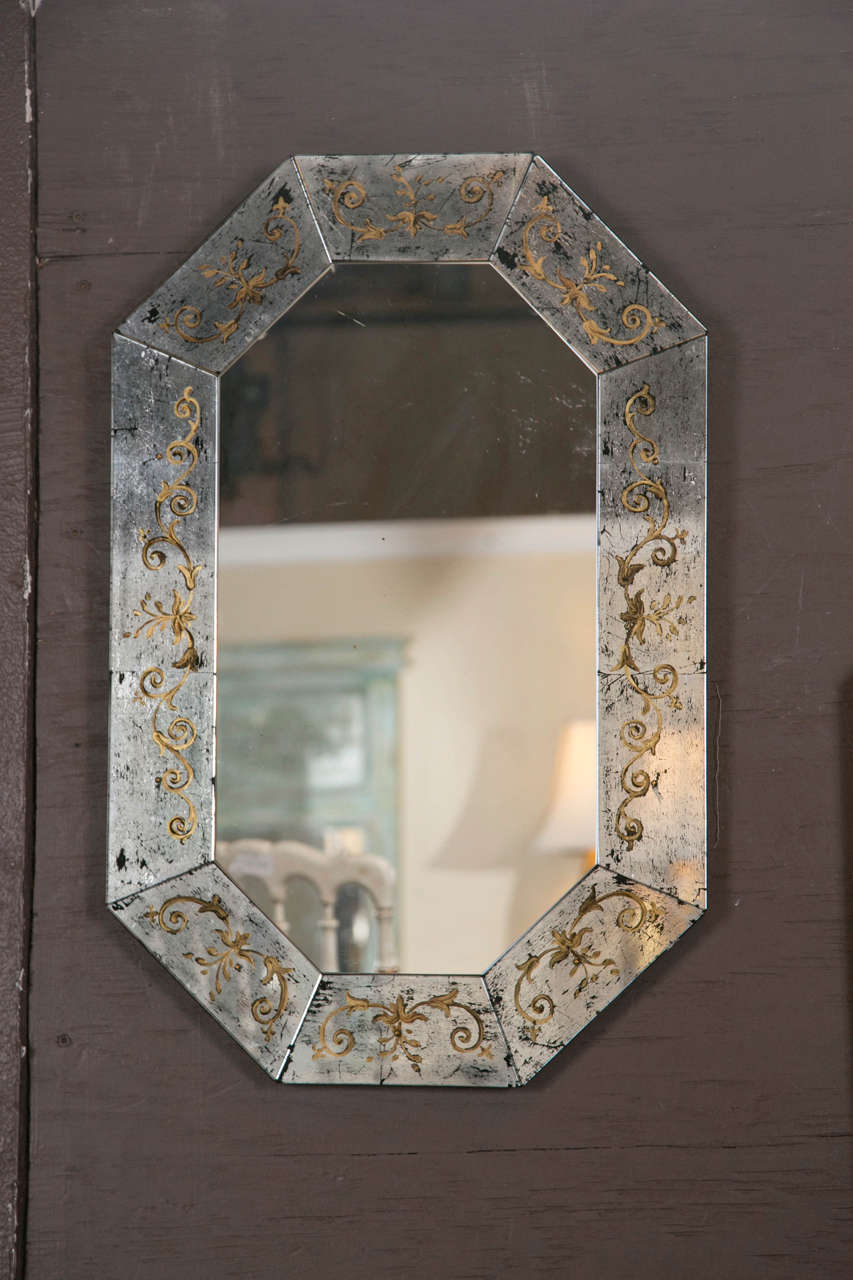 Hollywood Regency Verre Eglomise Mirror Attributed to Maison Jansen
