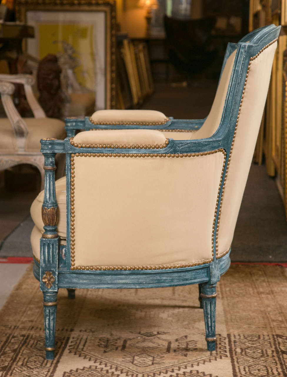 Mid-20th Century Pair of Fine Quality Louis XVI Style Bergere Chairs by Maison Jansen 