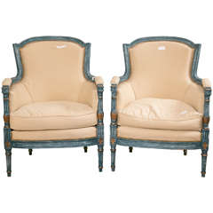 Pair of Fine Quality Louis XVI Style Bergere Chairs by Maison Jansen 