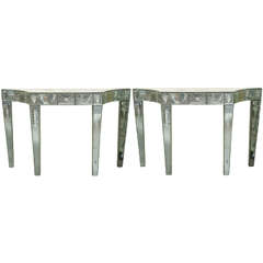 Pair of Etched Glass Hollywood Regency Mirrored Consoles 8