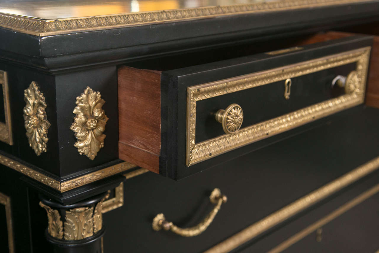 Ebonized Bronze-Mounted Chest /Commode / Dresser  Attributed to Jansen In Good Condition In Stamford, CT