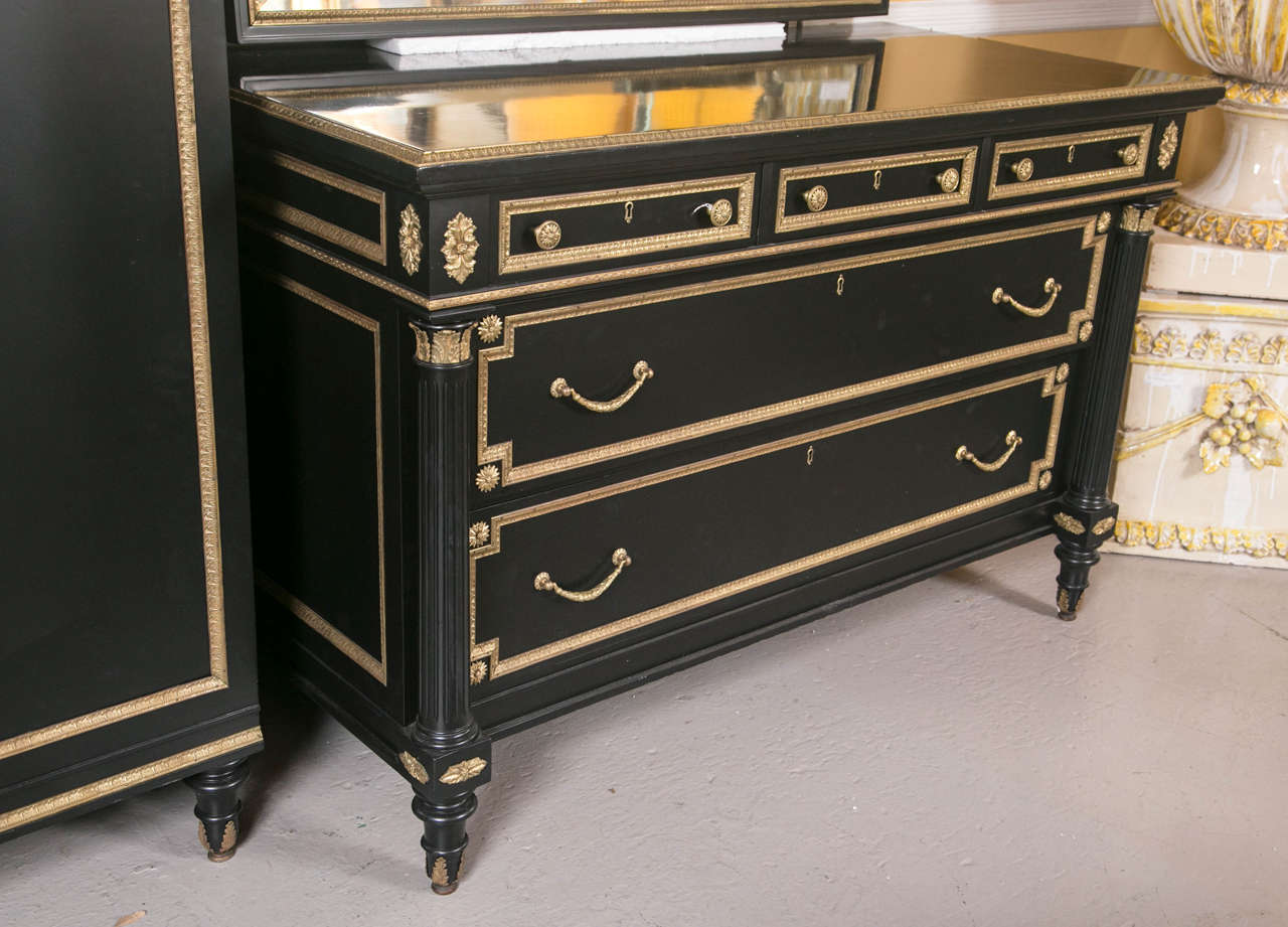 Louis XVI Ebonized Bronze-Mounted Chest /Commode / Dresser  Attributed to Jansen