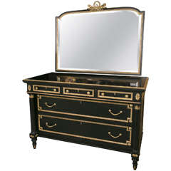 Ebonized Bronze-Mounted Chest and Mirror Attributed to Jansen 7