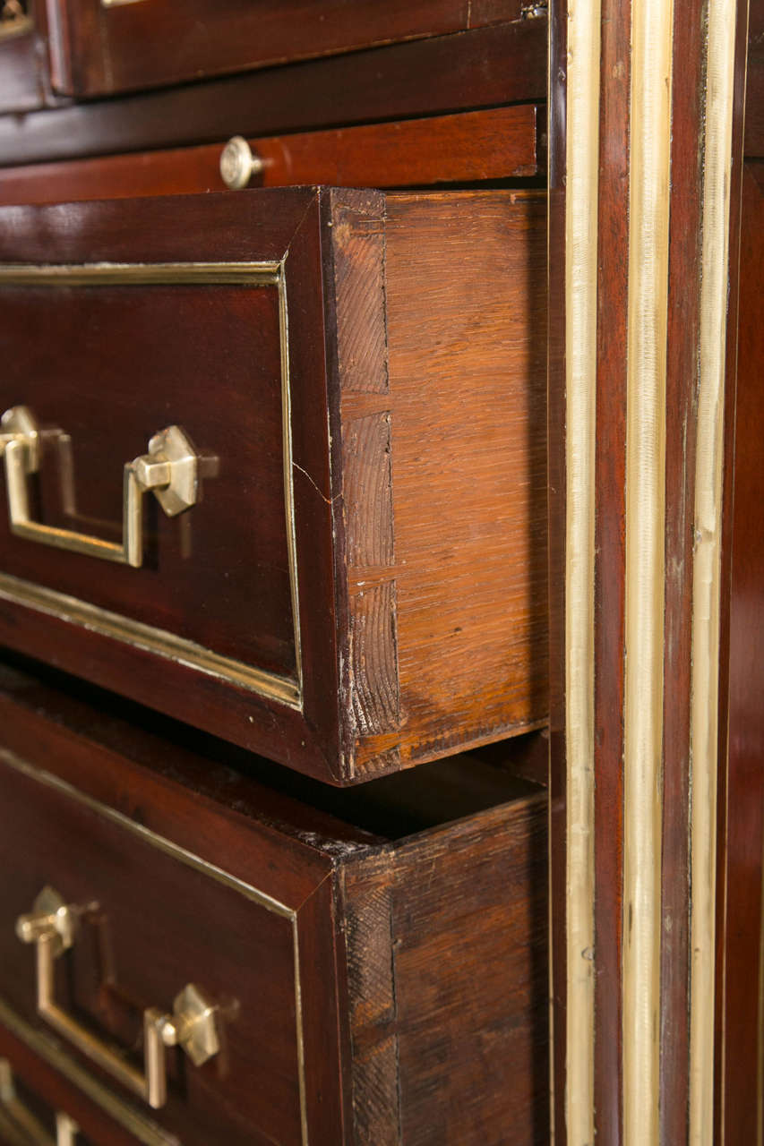 Mahogany Storage Chest Attributed to Maison Jansen with Galleried Marble Top 3