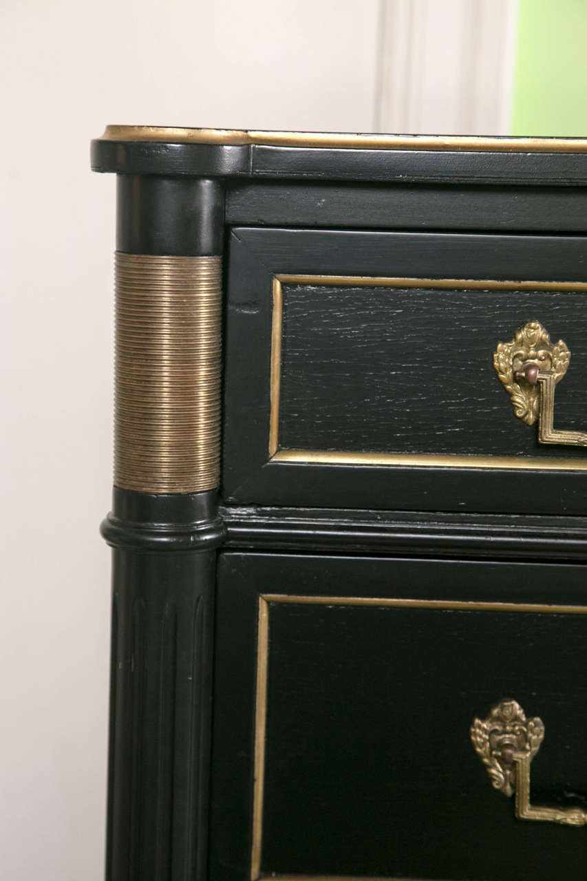 Ebonized High Chest Dresser Louis XVI Style Attributed to Maison Jansen In Good Condition In Stamford, CT