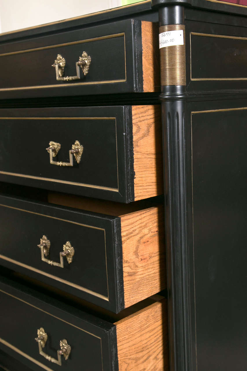 Ebonized High Chest Dresser Louis XVI Style Attributed to Maison Jansen 1