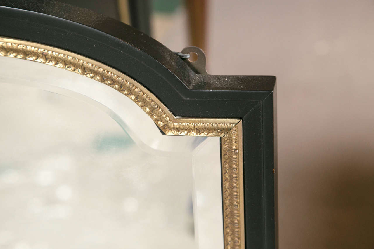 Ebonized and Bronze Framed Mirror Attributed to Maison Jansen In Good Condition In Stamford, CT