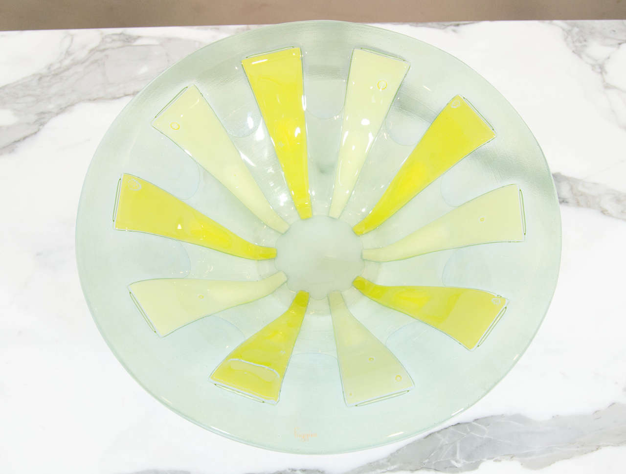 American Fused Art Glass Bowl by Michael and Frances Higgins For Sale