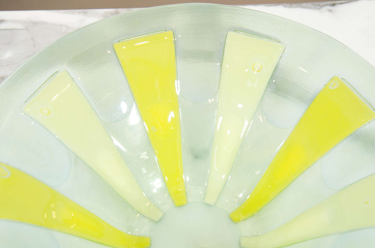 Fused Art Glass Bowl by Michael and Frances Higgins In Good Condition For Sale In New York, NY