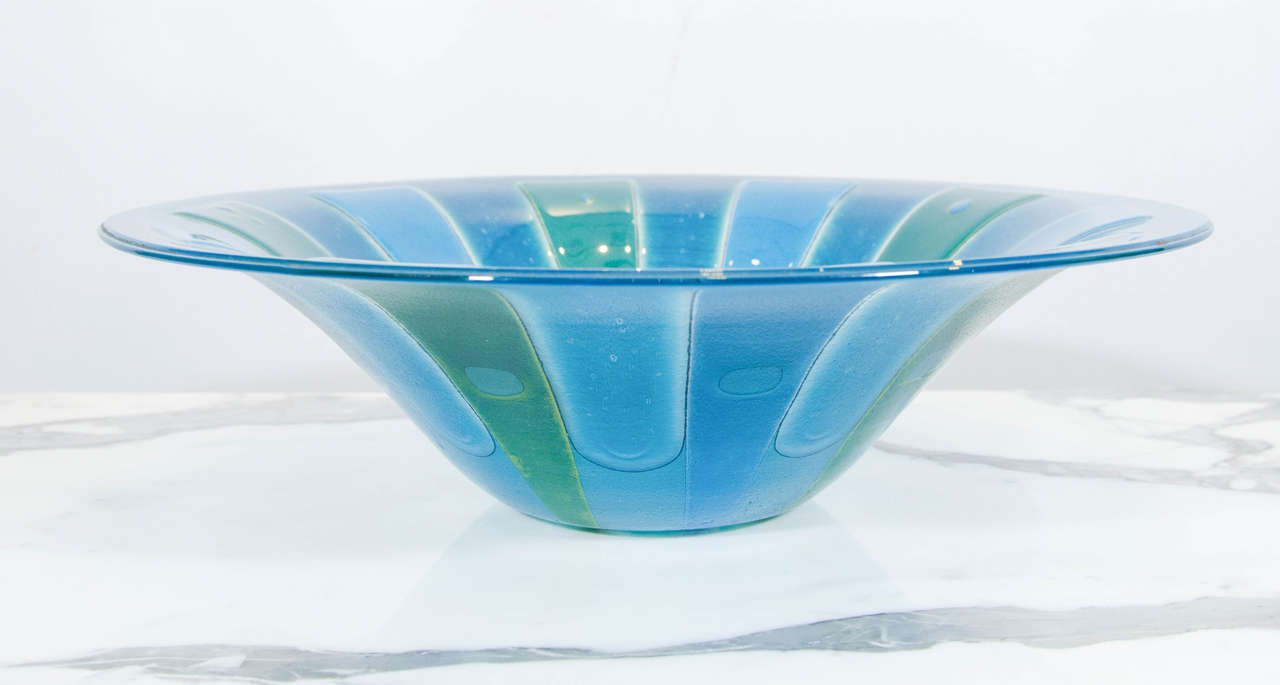 Beautiful large scale bowl executed in the fused glass technique by the Higgins Studio. Please contact for location.