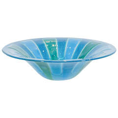 Very Large Fused Glass Bowl by Michael and Frances Higgins