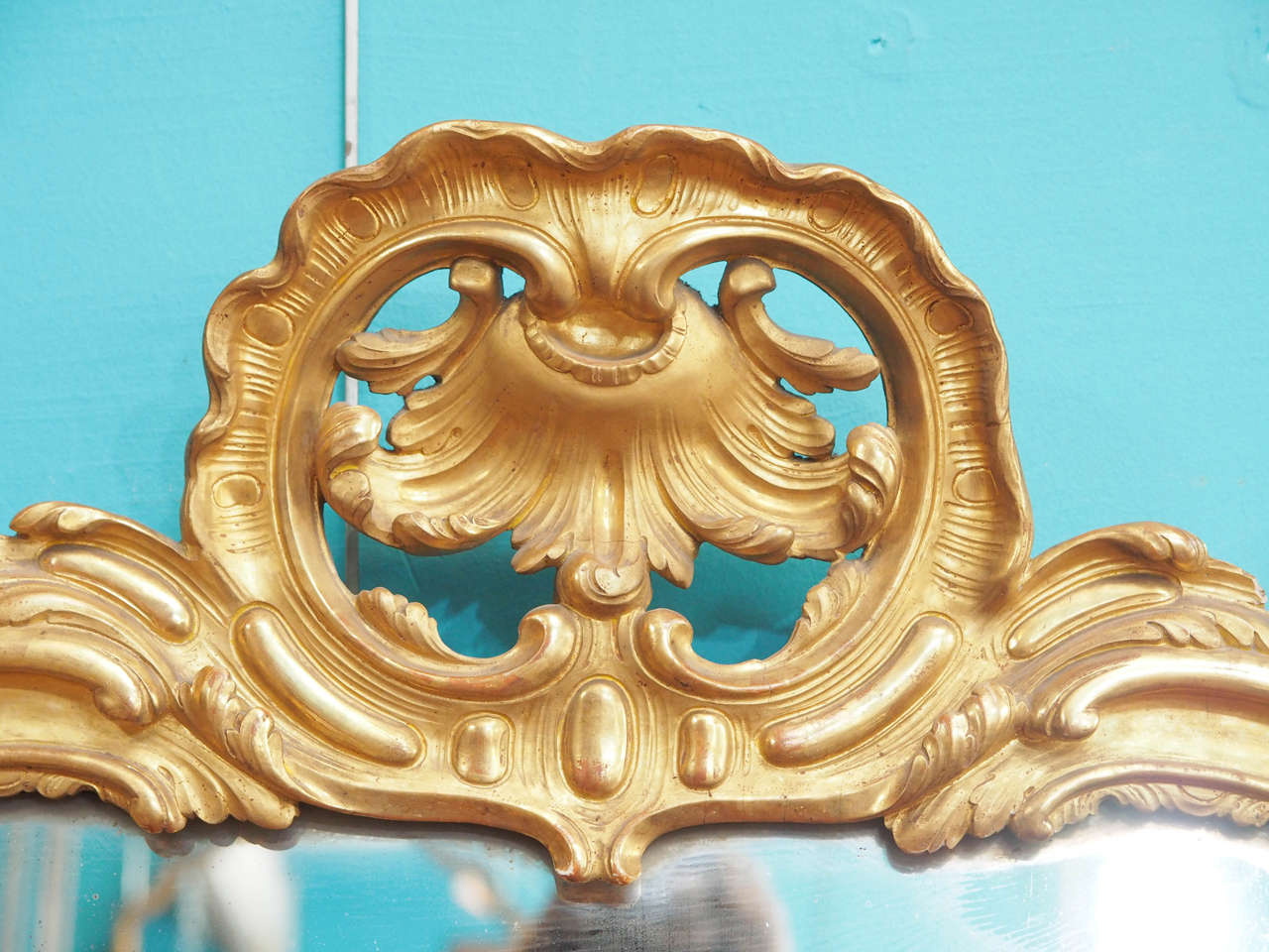 Hand-Carved Unusual 18th Century French Carved and Gilded Mirror