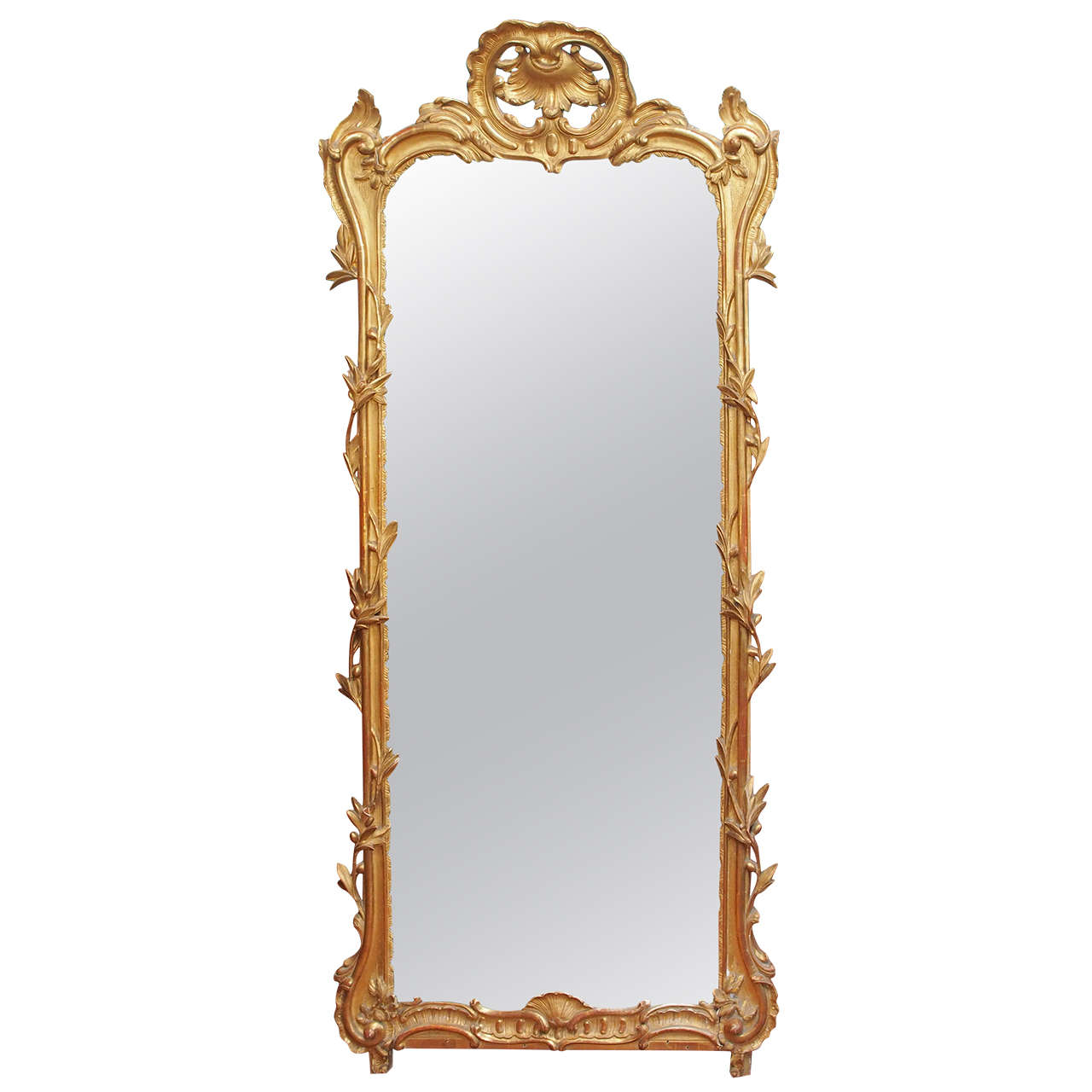 Unusual 18th Century French Carved and Gilded Mirror