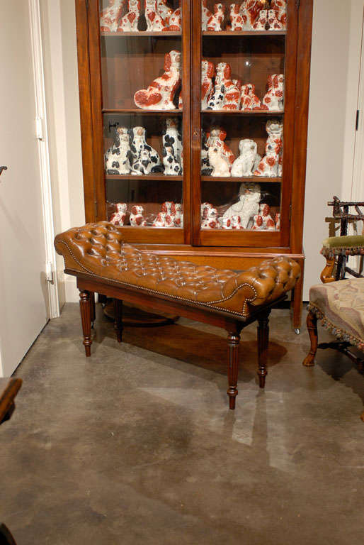 English Leather Bench