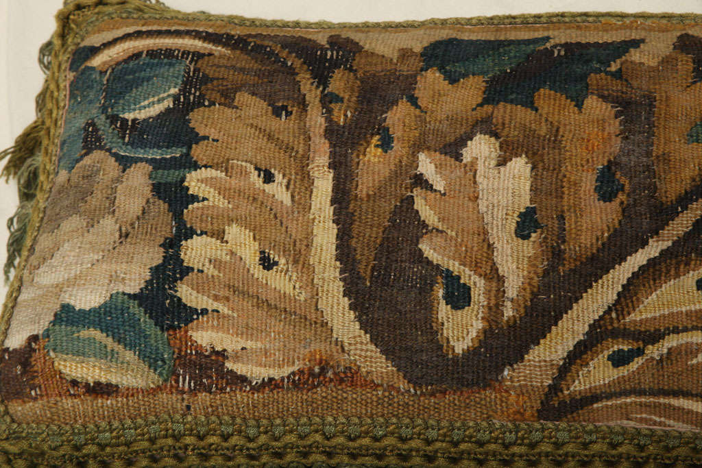 A PAIR OF VERDURE TAPESTRY FACED CUSHIONS. FLEMISH, 17th CENTURY For Sale 2