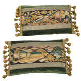 Antique A PAIR OF TAPESTRY FACED CUSHIONS. FRENCH, 18th CENTURY