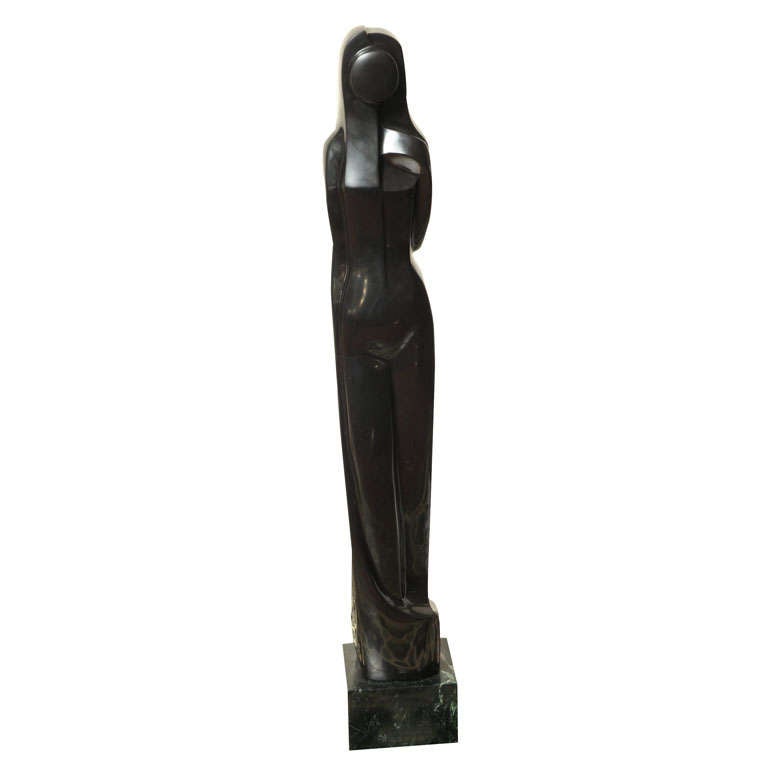 Abstract Cubist Marble Sculpture of a Standing Nude For Sale