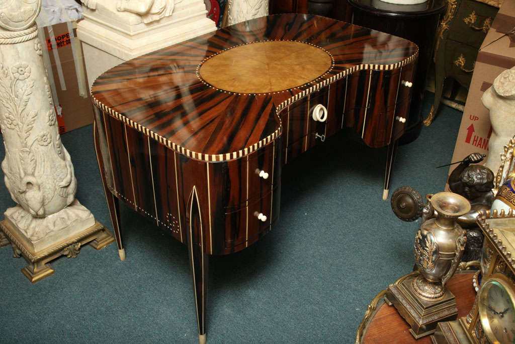 Magnificent Art Deco Ivory Inlaid and Parchment Writing Desk at 1stDibs