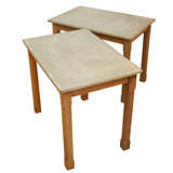 Pair of 19th Century Arts & Crafts Zinc-Topped Limed Oak Tables