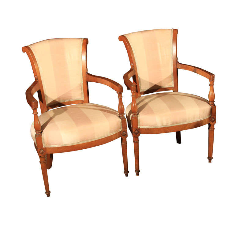 Pair of Directoire Style Fauteuil Chairs For Sale