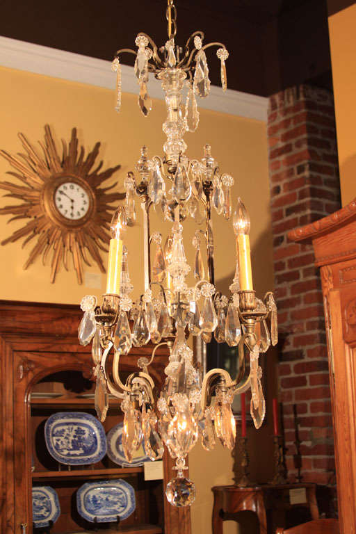 Louis XVI Narrow French Crystal Chandelier For Sale