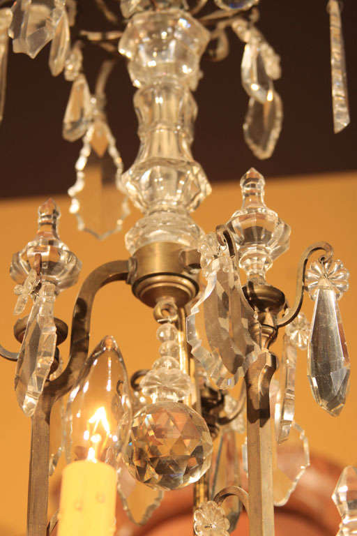 19th Century Narrow French Crystal Chandelier For Sale