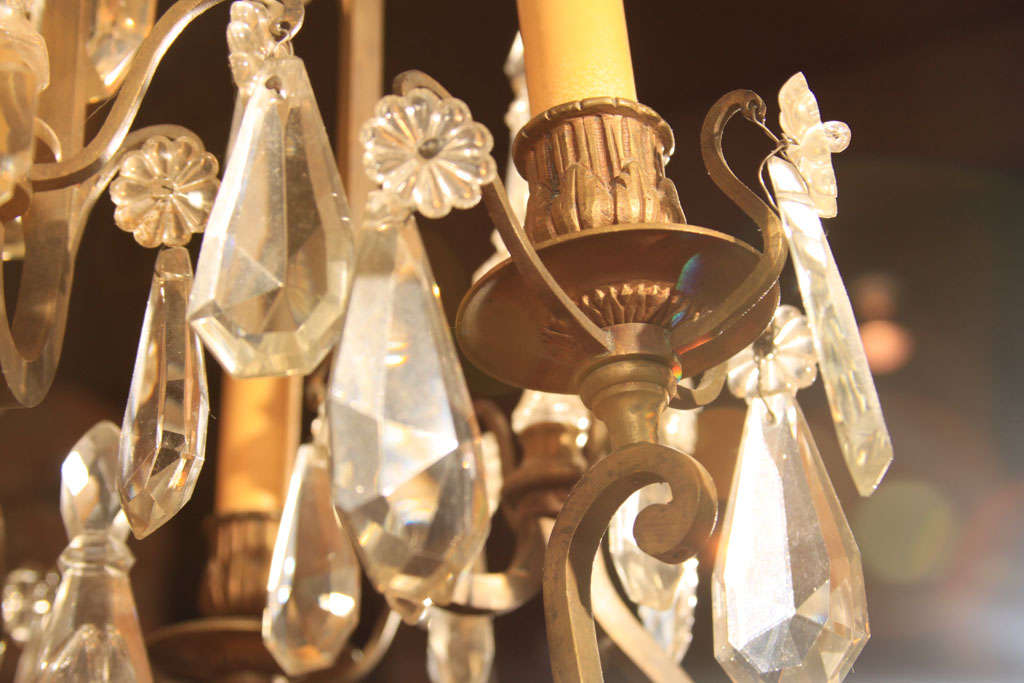Narrow French Crystal Chandelier For Sale 3