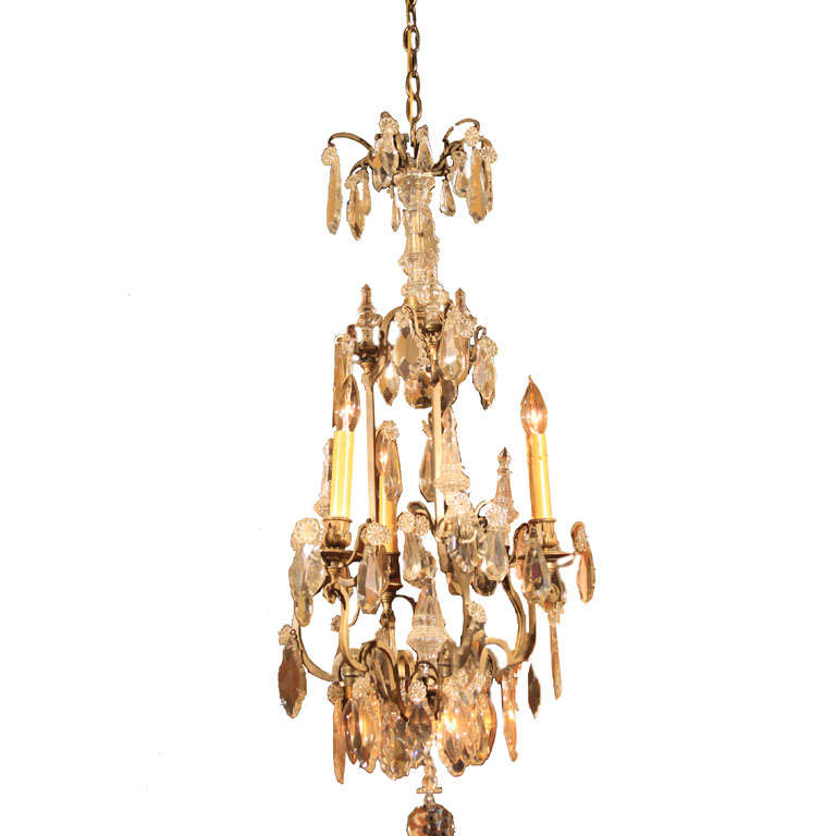Narrow French Crystal Chandelier For Sale