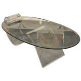 Sculptural Lucite and Glass Coffee Table