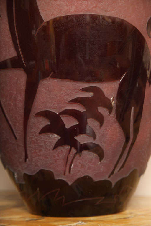 20th Century Art Deco Daum Nancy Large Decorative Vase For Sale