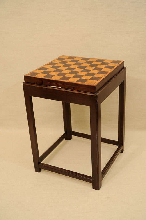 English Inlaid Chess/Game Board, 19th c., on Modern Stand