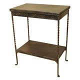 Vintage Brushed Steel Occasional Table, American, Mid 20th C. Vintage Brushed Steel Occasional Table, American, Mid 20th C.