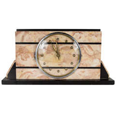 Impressive Art Deco Streamlined Exotic Marble Clock
