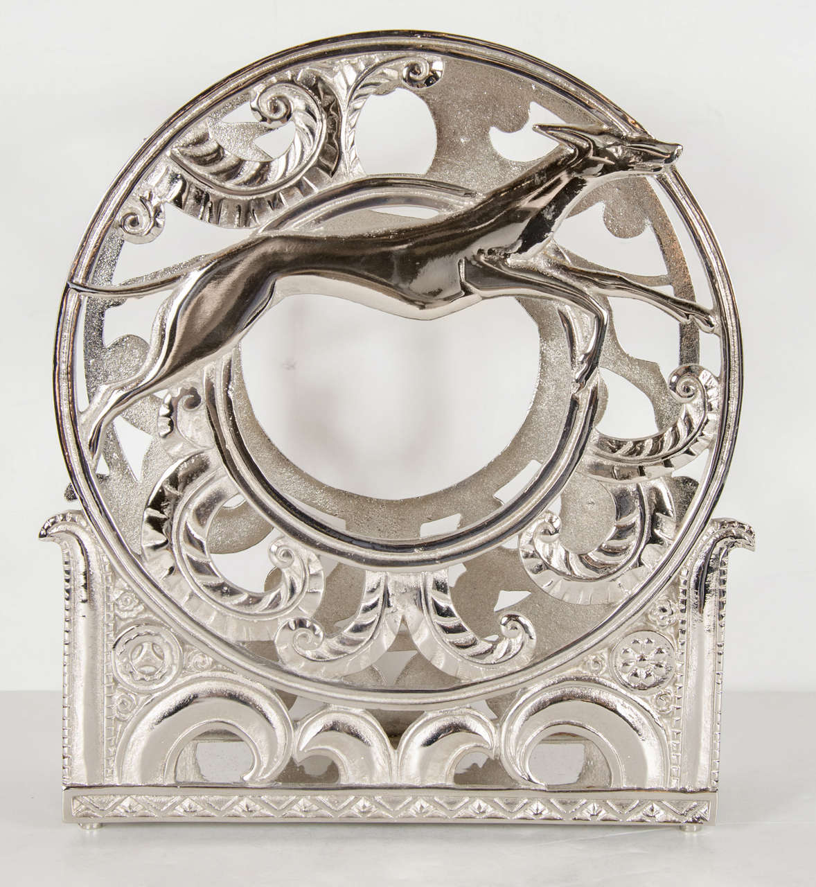 Brilliant Art Deco Nickeled Leaping Greyhound Magazine Stand
