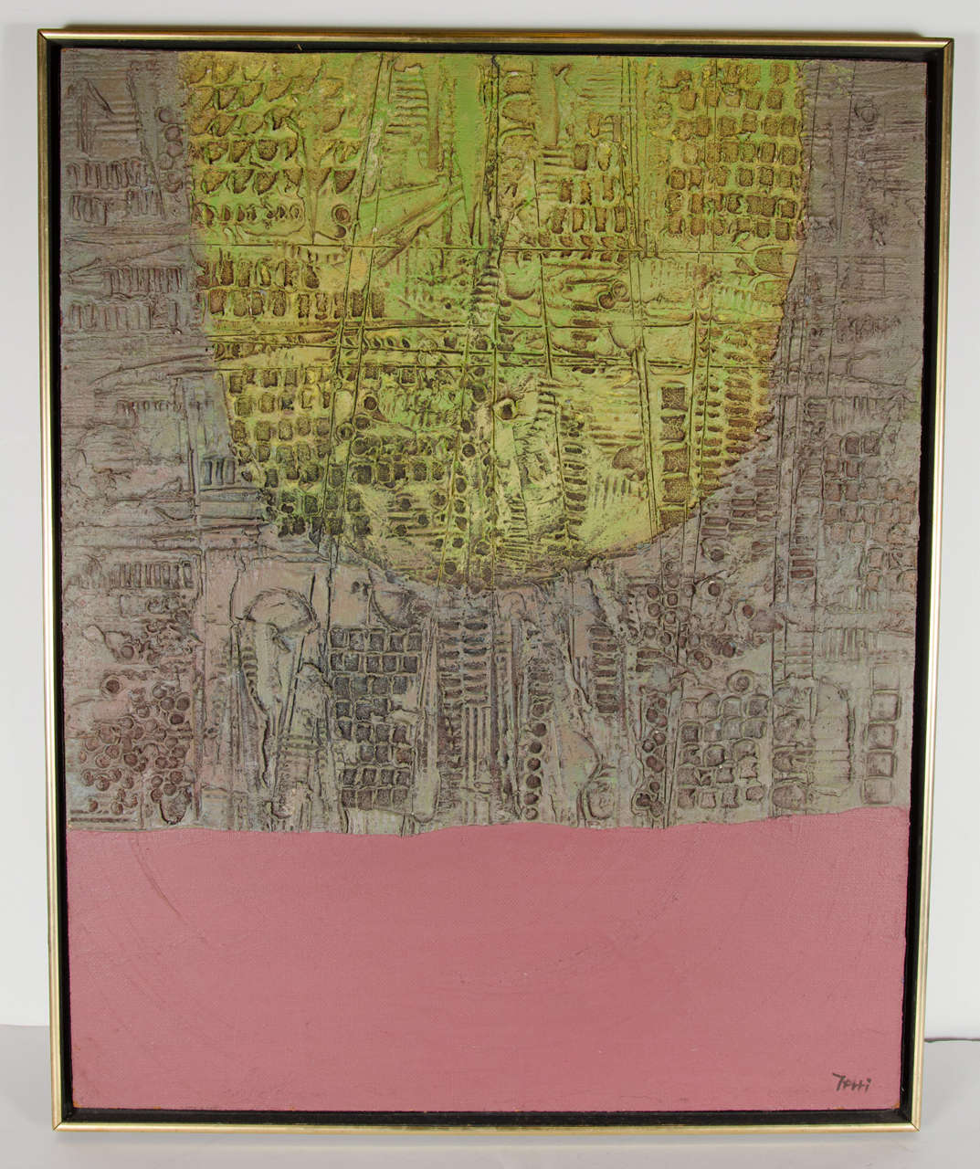Mid-Century Modernist Brutalist Style Relief Painting by Terri