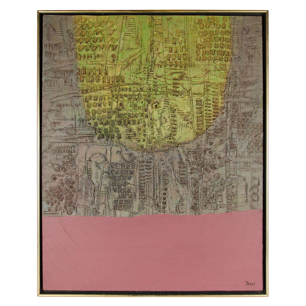 Mid-Century Modernist Brutalist Style Relief Painting by Terri