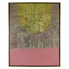 Mid-Century Modernist Brutalist Style Relief Painting by Terri
