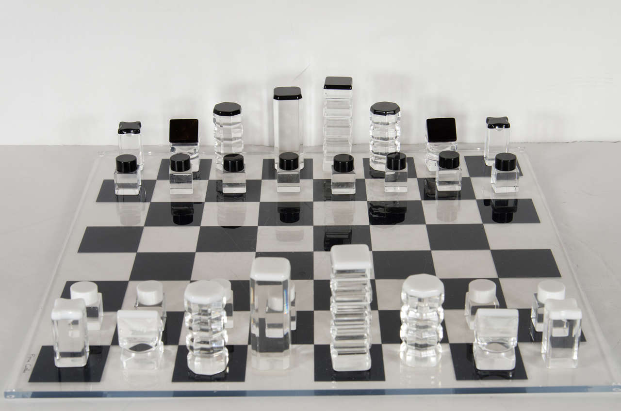 Mid-Century Modernist Lucite Chess Set by Rona Cutler 1