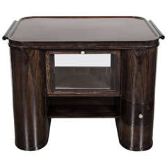 Outstanding Art Deco Occasional Table or Bar in Bookmatched Exotic Mahogany