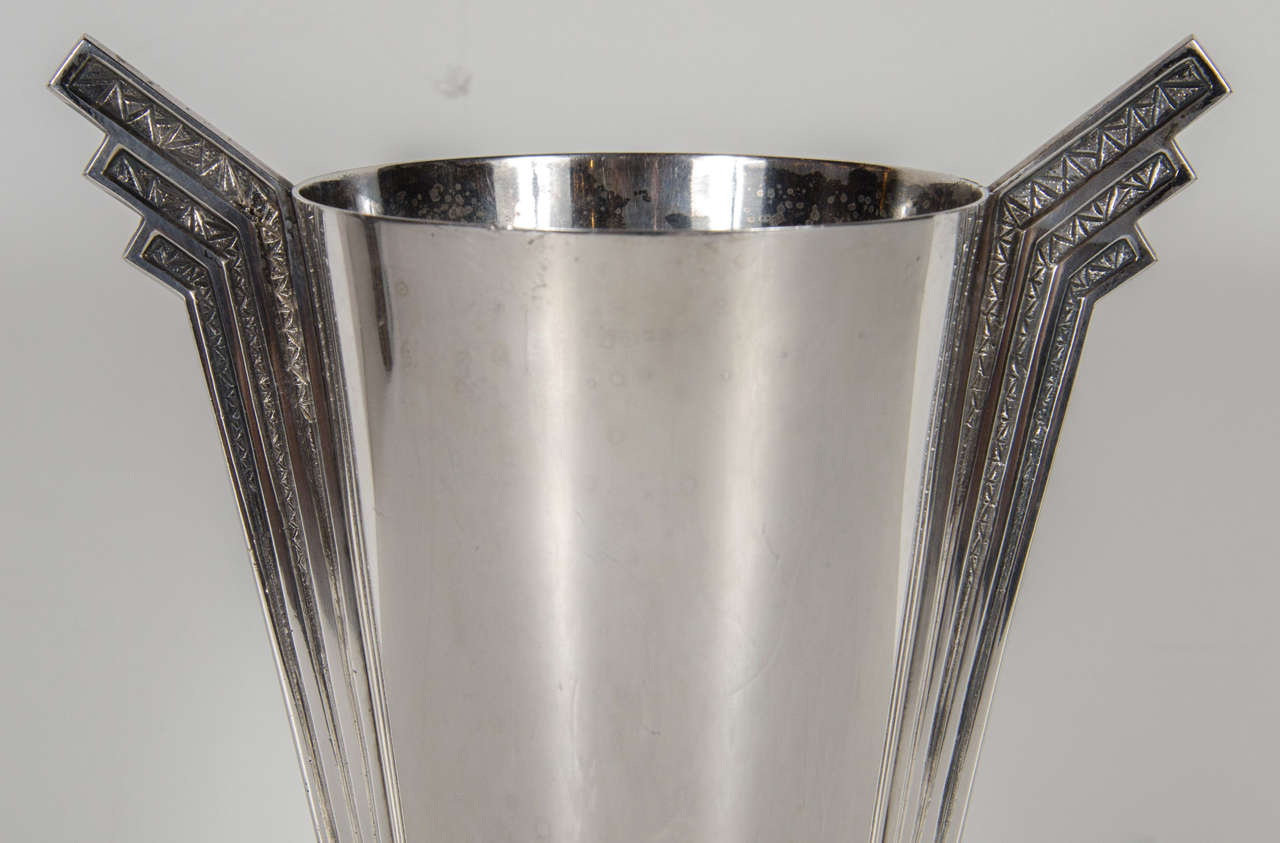 art deco silver vase