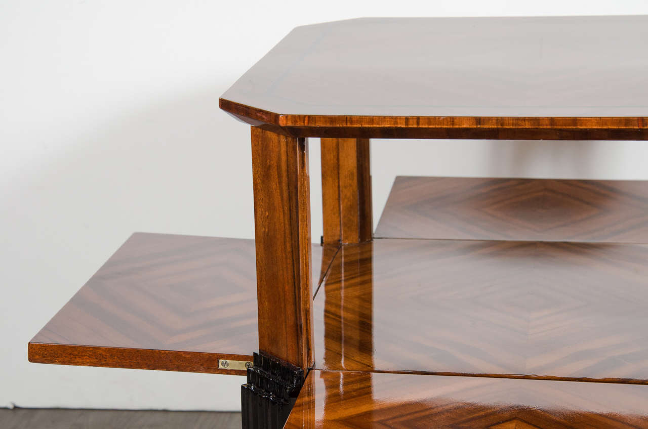 Impressive Art Deco Bar Table with Drop-Down Doors and Bookmatched Walnut Inlay 5